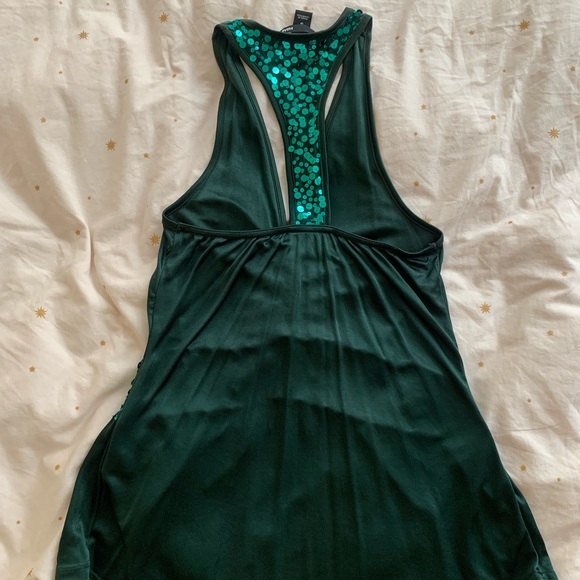 H&M - Dark green racer back top with sequins in front and top back - size S - Picture 5 of 10